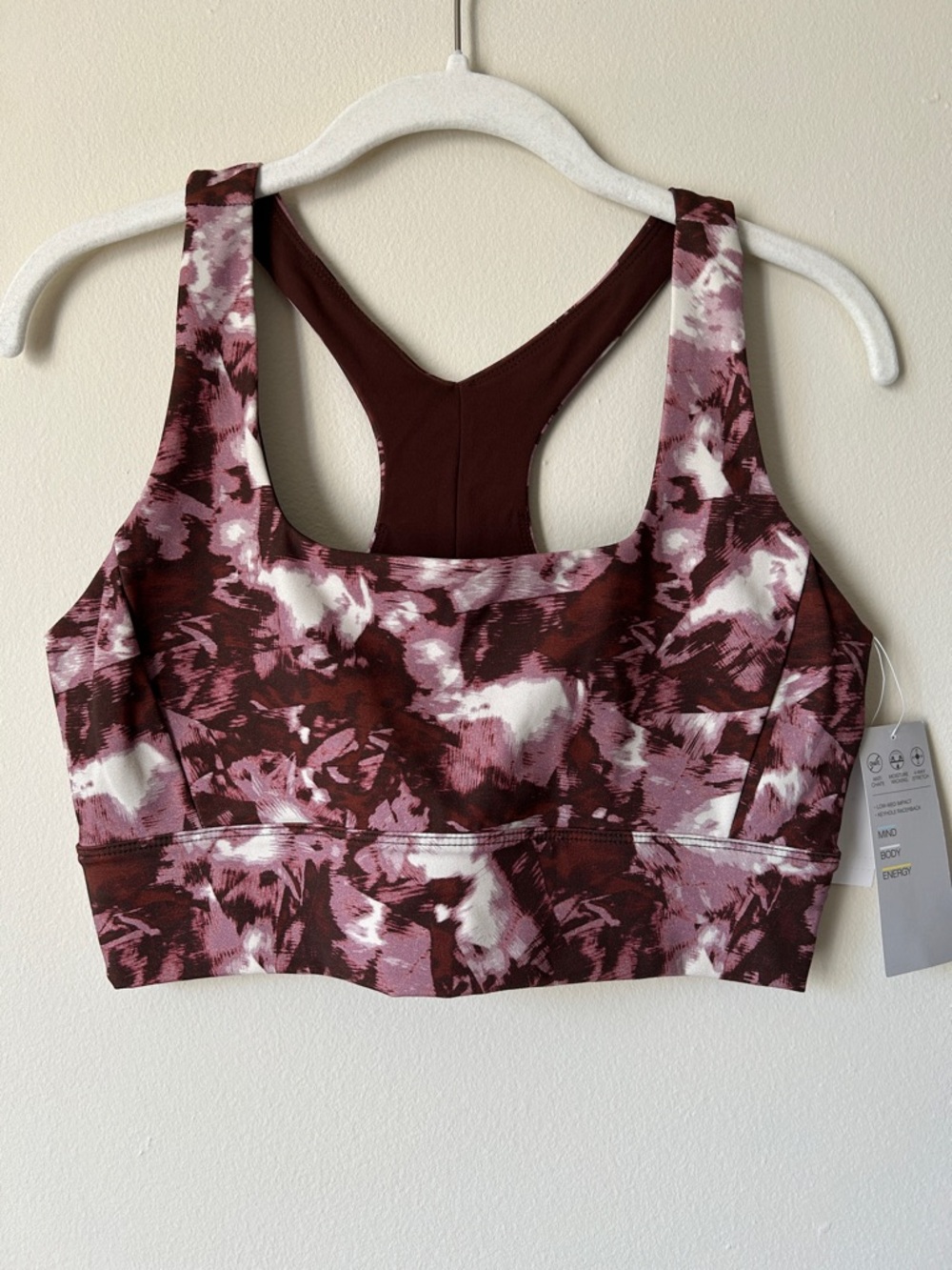 Z by Zella Women's Perform Maroon & Pink Patterned Sports Bra